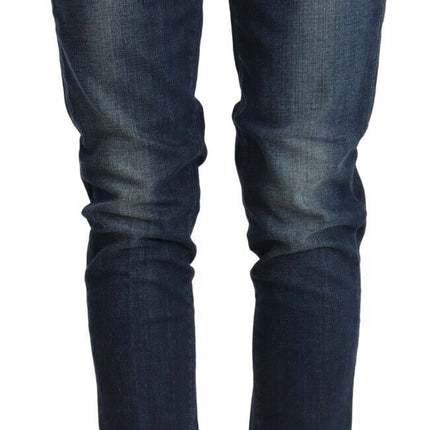 Acht Blue Washed Low Waist Skinny Denim Folded Hem Jeans