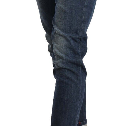 Acht Blue Washed Low Waist Skinny Denim Folded Hem Jeans