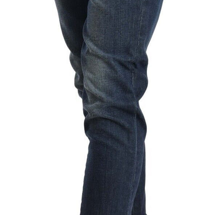 Acht Blue Washed Low Waist Skinny Denim Folded Hem Jeans