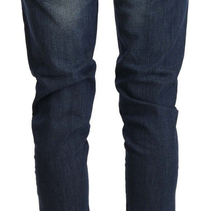 Acht Blue Washed Low Waist Skinny Denim Folded Hem Jeans