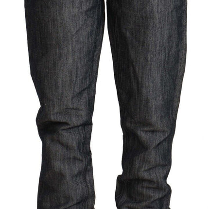 Acht Dark Gray Ramie Mid Wide Waist Straight Denim Jeans