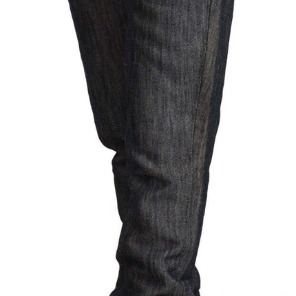 Acht Dark Gray Ramie Mid Wide Waist Straight Denim Jeans