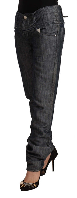 Acht Dark Gray Ramie Mid Wide Waist Straight Denim Jeans