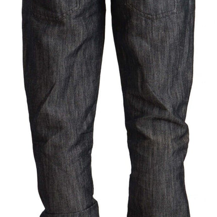 Acht Dark Gray Ramie Mid Wide Waist Straight Denim Jeans