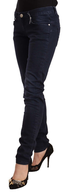 Acht Blue Washed Cotton Low Waist Slim Fit Denim Jeans