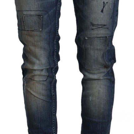 Acht Blue Washed Low Waist Folded Hem Slim Fit Jeans