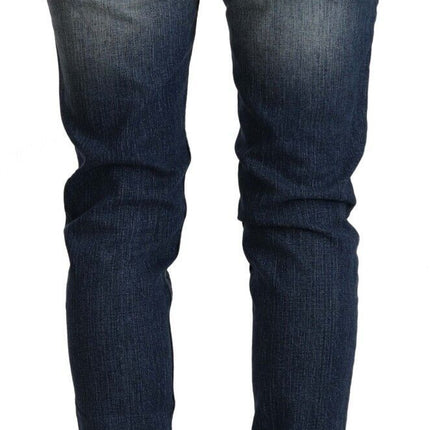 Acht Blue Washed Low Waist Folded Hem Slim Fit Jeans