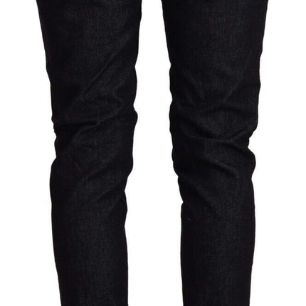 Acht Black Cotton Low Waist Slim Fit Denim Jeans