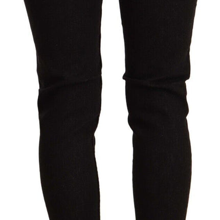 Acht Black Cotton Low Waist Skinny Denim Jeans