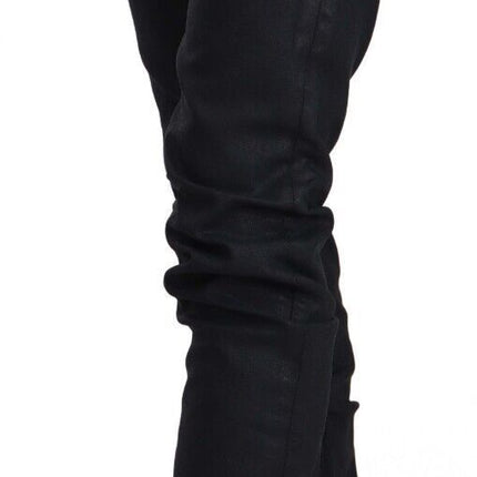 Acht Black Cotton Low Waist Slim Fit Denim Jeans