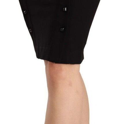 GF Ferre Black High Waist Viscose Knee Length Pencil Cut Skirt