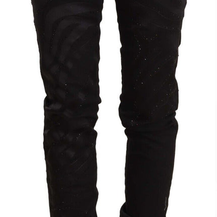 Just Cavalli Black Mid Waist Embellished Skinny Jeans