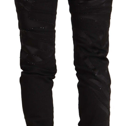 Just Cavalli Black Mid Waist Embellished Skinny Jeans