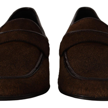 Dolce & Gabbana Shoes Dress Loafers Brown Leather Slip Shoes
