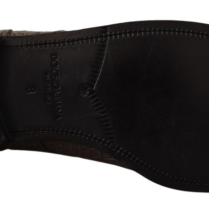 Dolce & Gabbana Gray Crocodile Leather Derby Boots