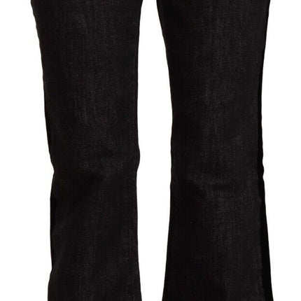 GF Ferre Black Mid Waist Cotton Denim Straight Boot Cut Jeans