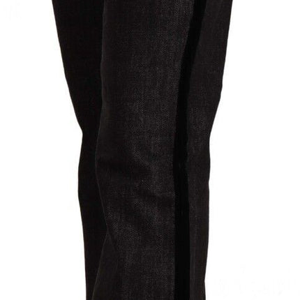 GF Ferre Black Mid Waist Cotton Denim Straight Boot Cut Jeans