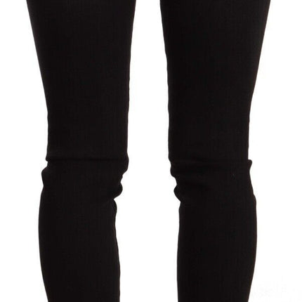 GF Ferre Black Washed Mid Waist Cotton Skinny Slim Fit Jeans