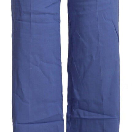 P.A.R.O.S.H. Blue High Waist Viscose Straight Wide Leg Pants