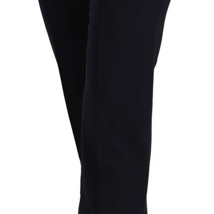 AGLINI Black High Waist Polyester Women Straight Pants
