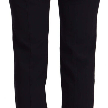AGLINI Black High Waist Polyester Women Straight Pants
