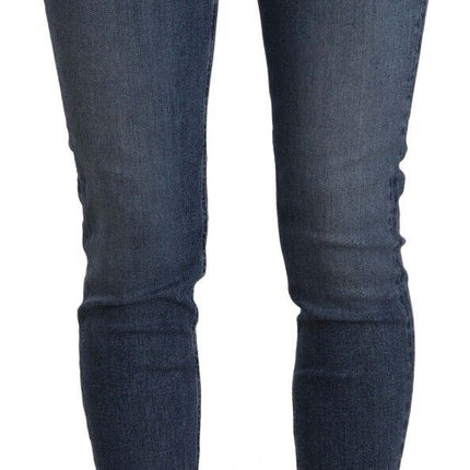 Don The Fuller Blue Mid Waist Cotton Denim Slim Fit Cropped Jeans