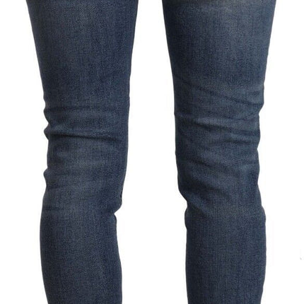 Don The Fuller Blue Mid Waist Cotton Denim Slim Fit Cropped Jeans