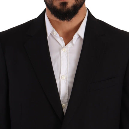 Domenico Tagliente Black Polyester Single Breasted Formal Suit