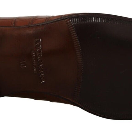 Dolce & Gabbana Brown Crocodile Leather Mens Formal Derby Shoes