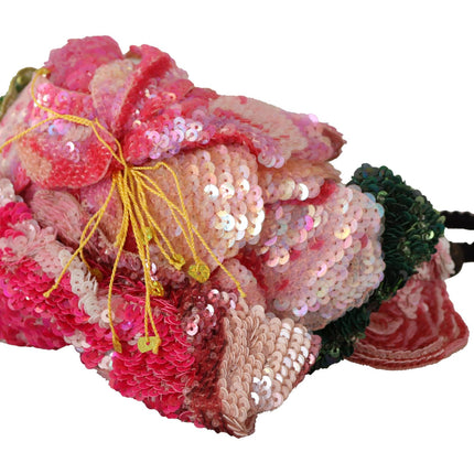 Dolce & Gabbana Multicolor Sequined Lurex Black Hair Headband