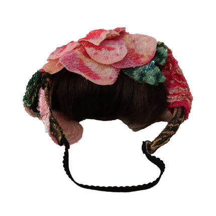 Dolce & Gabbana Multicolor Sequined Lurex Black Hair Headband