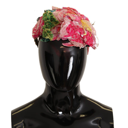 Dolce & Gabbana Multicolor Sequined Lurex Black Hair Headband