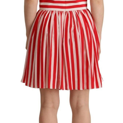 Dolce & Gabbana Red White Stripes Silk Mini A-line Dress