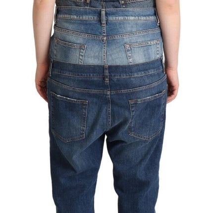 Dolce & Gabbana Dark Blue Cotton Strapless Denim Jumpsuit Dress