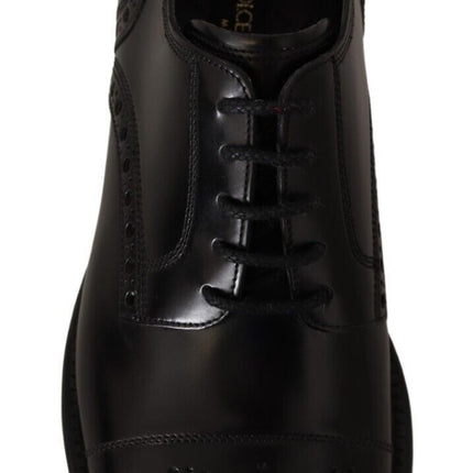 Dolce & Gabbana Black Leather Wingtip Mens Formal Derby Shoes