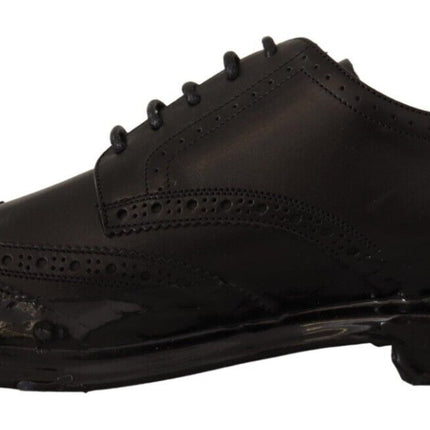 Dolce & Gabbana Black Leather Oxford Wingtip Formal Derby Shoes