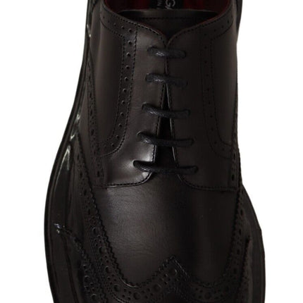 Dolce & Gabbana Black Leather Oxford Wingtip Formal Derby Shoes