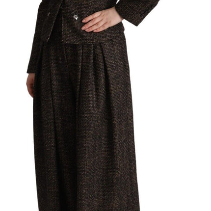 Dolce & Gabbana Dark Brown Wool Single Breasted 2 Pc Jacket Pants