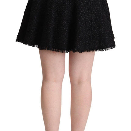 Dolce & Gabbana Black Knitted Nylon High Waist Mini A-line Skirt