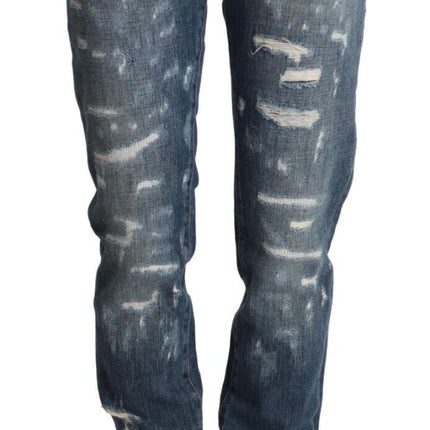 Dolce & Gabbana Blue Distressed Denim BOYFRIEND Skinny Jeans