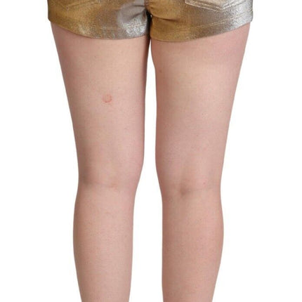 Dolce & Gabbana Metallic Gold Cotton Mid Waist Hot Pants Shorts