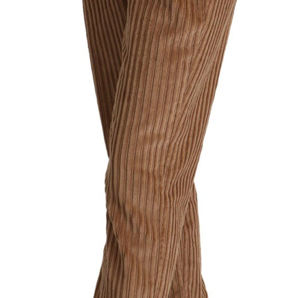 Dolce & Gabbana Brown Corduroy Cotton Trouser Tapered Pants