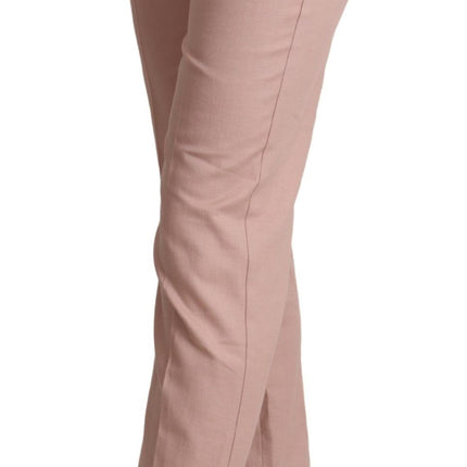 Dolce & Gabbana Pink Cotton Mid Waist Trouser Tapered Pants