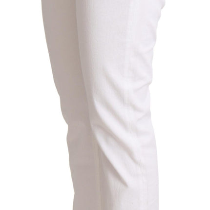 Dolce & Gabbana White Cotton Mid Waist Denim Tapered Jeans