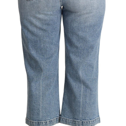 Dolce & Gabbana Blue Tattered Cotton Denim Capri Cropped Jeans