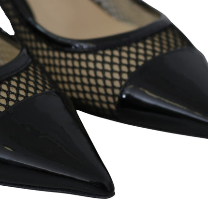 Jimmy Choo Black Mesh and Leather Amika 50 Pumps