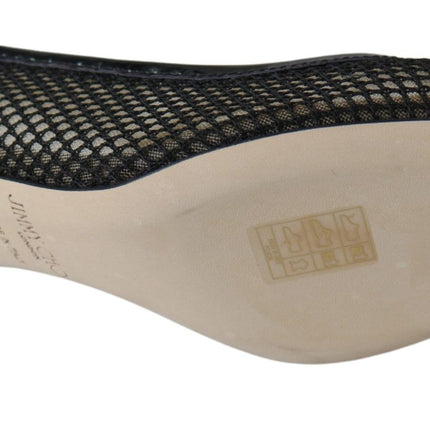 Jimmy Choo Black Mesh and Leather Amika 50 Pumps