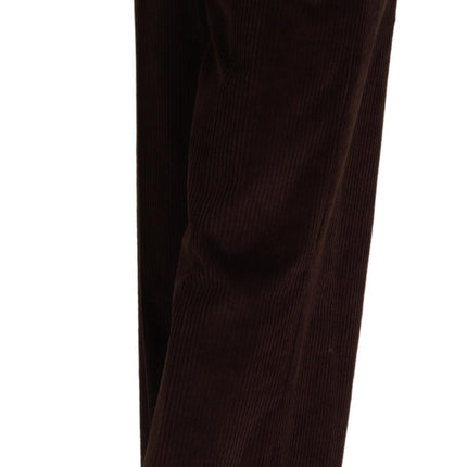 Dolce & Gabbana Brown Cotton High Waist Trouser Wide Leg Pants