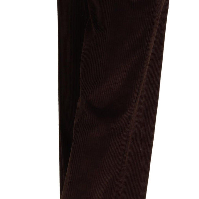 Dolce & Gabbana Brown Cotton High Waist Trouser Wide Leg Pants