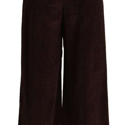 Dolce & Gabbana Brown Cotton High Waist Trouser Wide Leg Pants